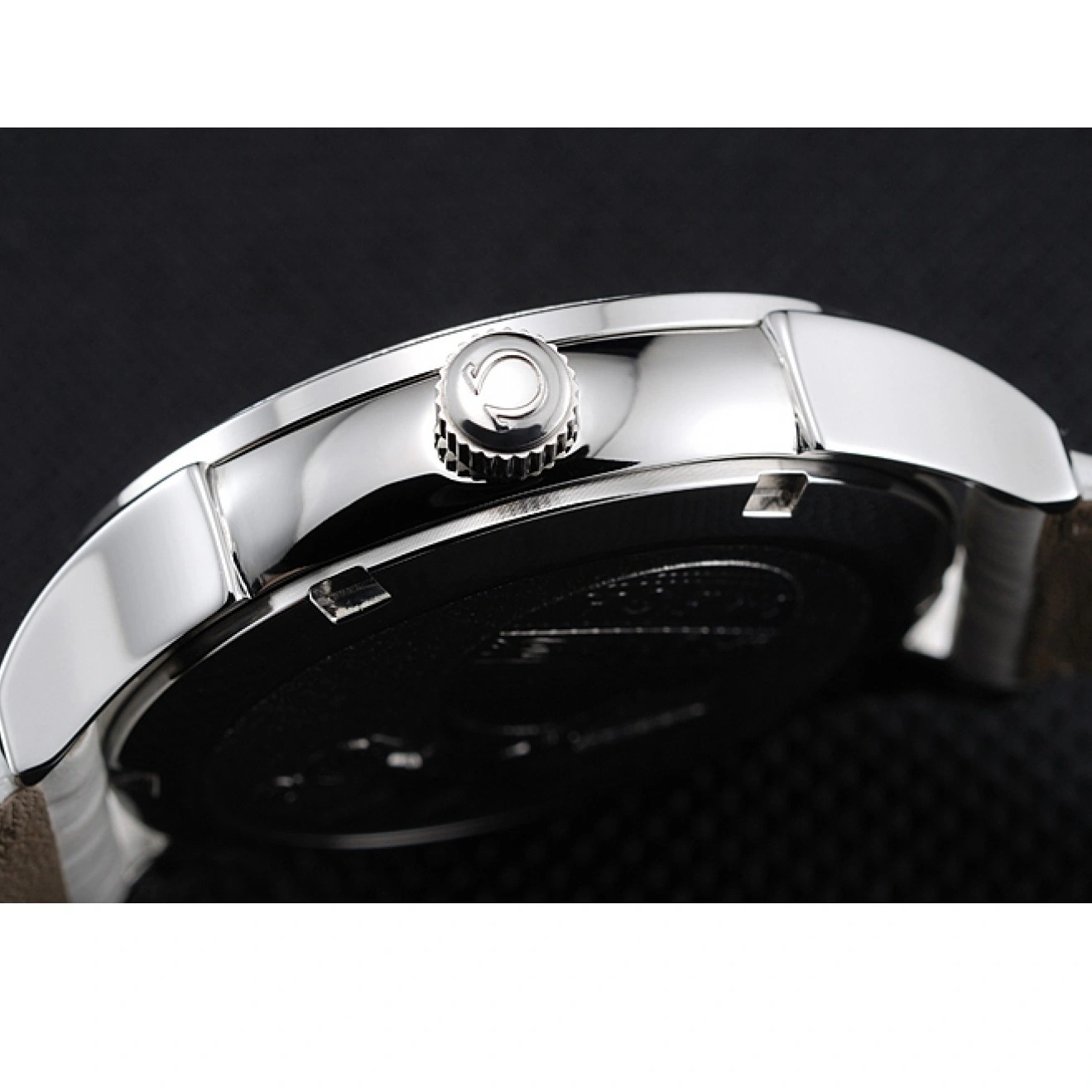 1013 Omega DeVille Prestige White Dial Silver Diamond Case White Leather Bracelet 1454119